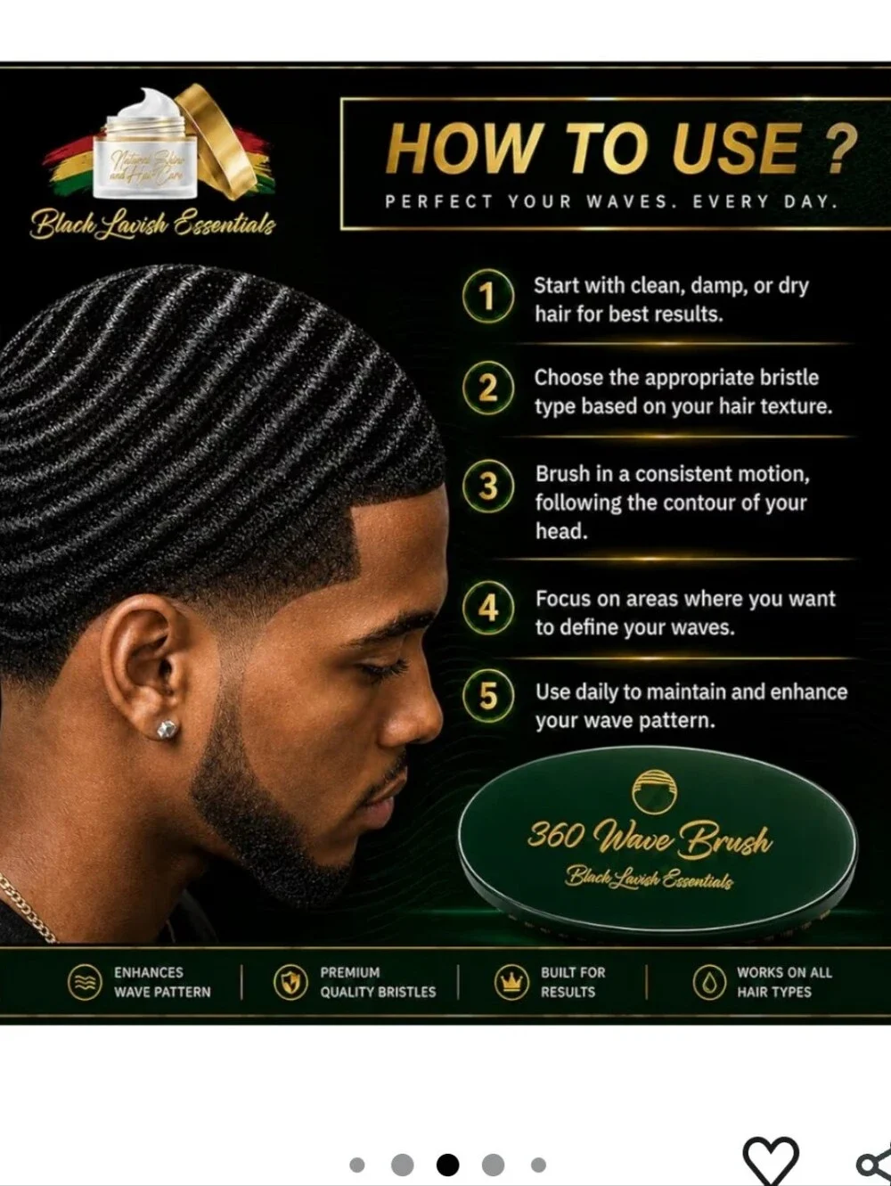 360 Wave Brush Soft Boar Bristles